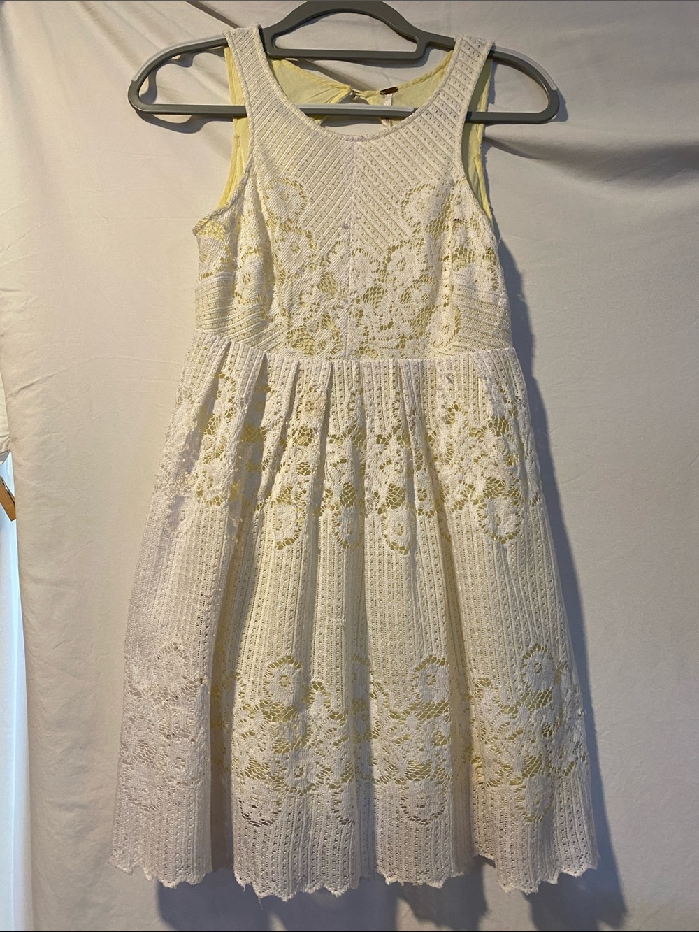 Free People Cream and White Floral Lace Girls Dress